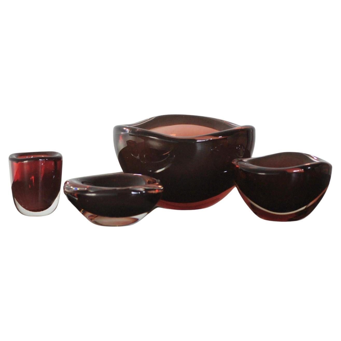 Selena Glass Bowl by Sven Palmqvist for Orrefors, 1950s, Set of 4