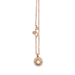Selene 18 Karat Gold Rose-Cut Diamond Drop Pave Halo Pendant Necklace