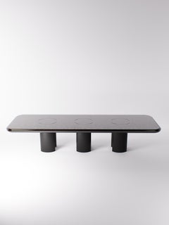 Selene 360 cm Dining Table in Lacquer and Lava Stone by Pendhapa