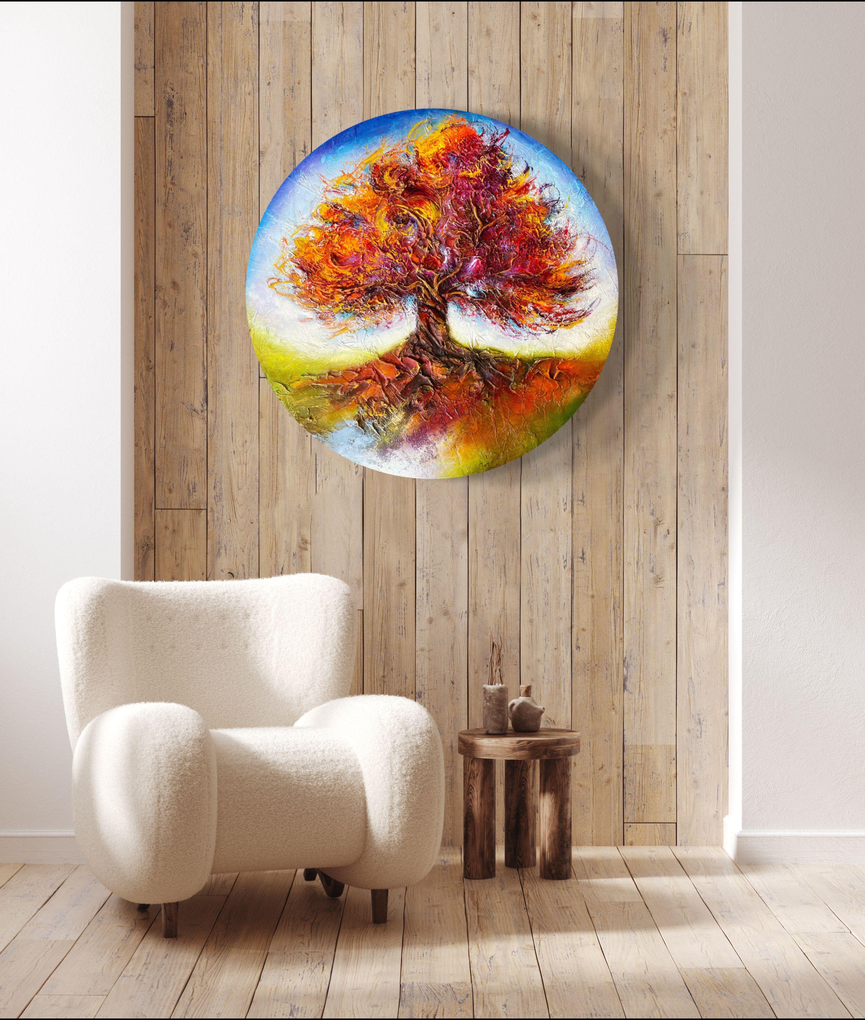 Tree of Life n°4, technique mixte sur panneau de MDF en vente 1