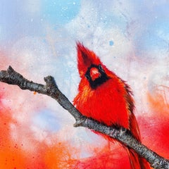 Bird #22 (northern cardinal), Painting, Acrylic on Wood Panel