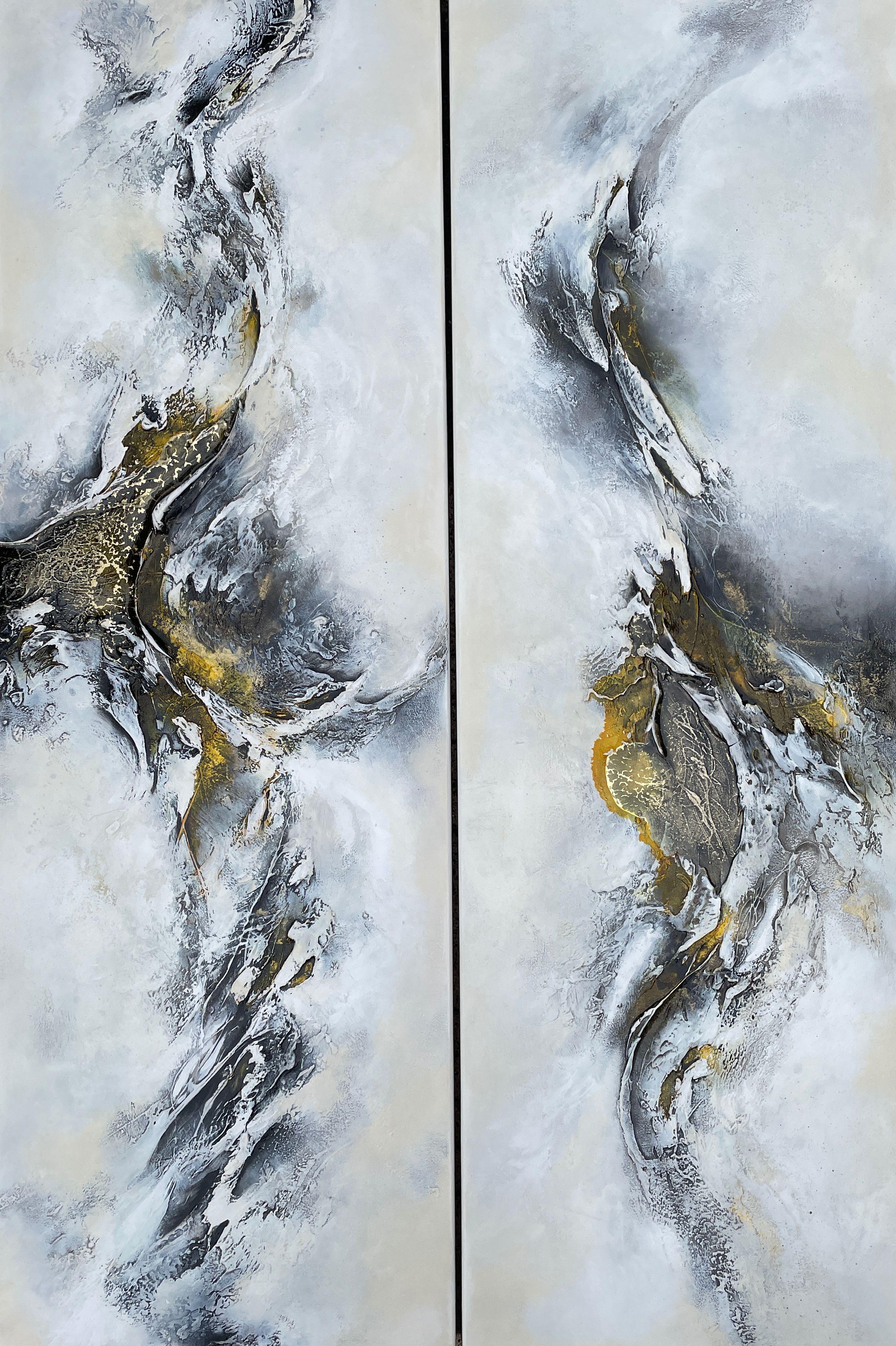 Selene Art Abstract Painting - Duo, Painting, Acrylic on Wood Panel