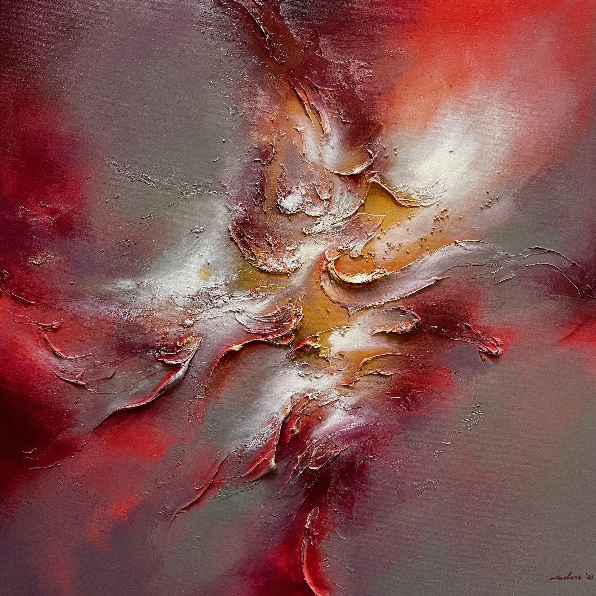 Abstract Painting de Selene Art - Fuego interior, Pintura, Acrílico sobre lienzo