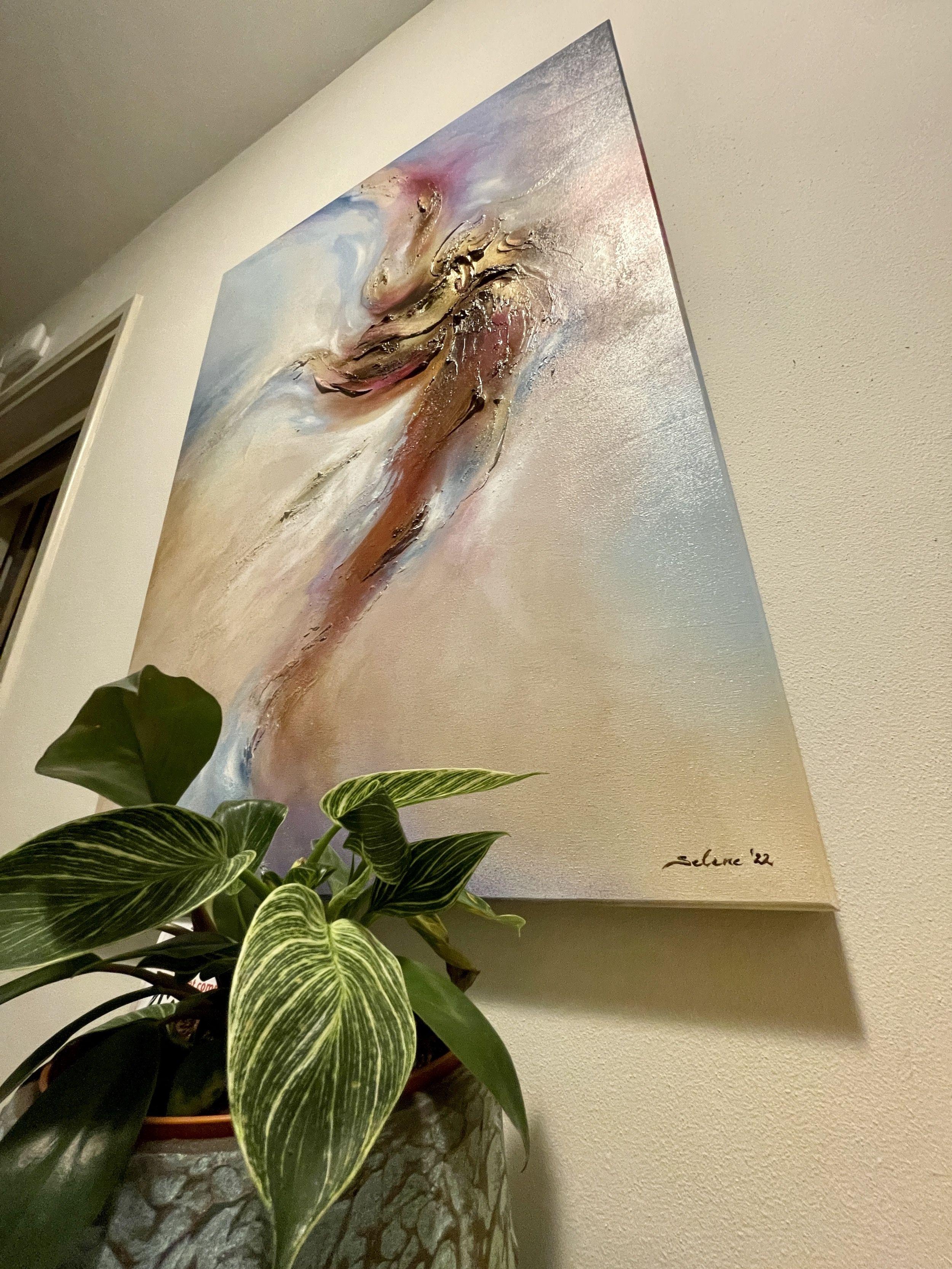 Spiriti liberi, Pittura, Acrilico su pannello di Wood - Abstract Painting Marrone di Selene Art