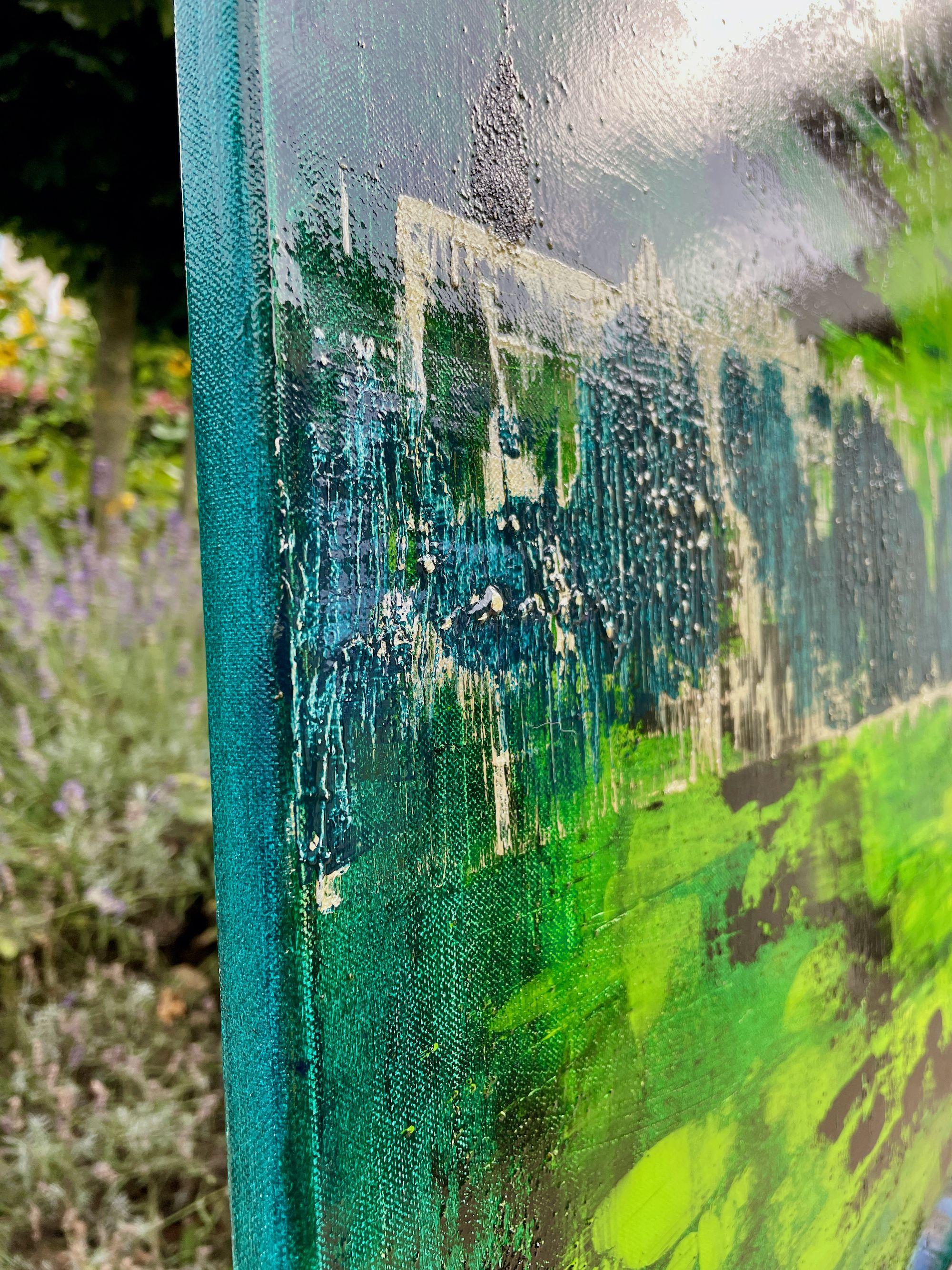 Puerta a Elflandia, Pintura, Acrílico sobre lienzo - Abstract Painting Gris de Selene Art
