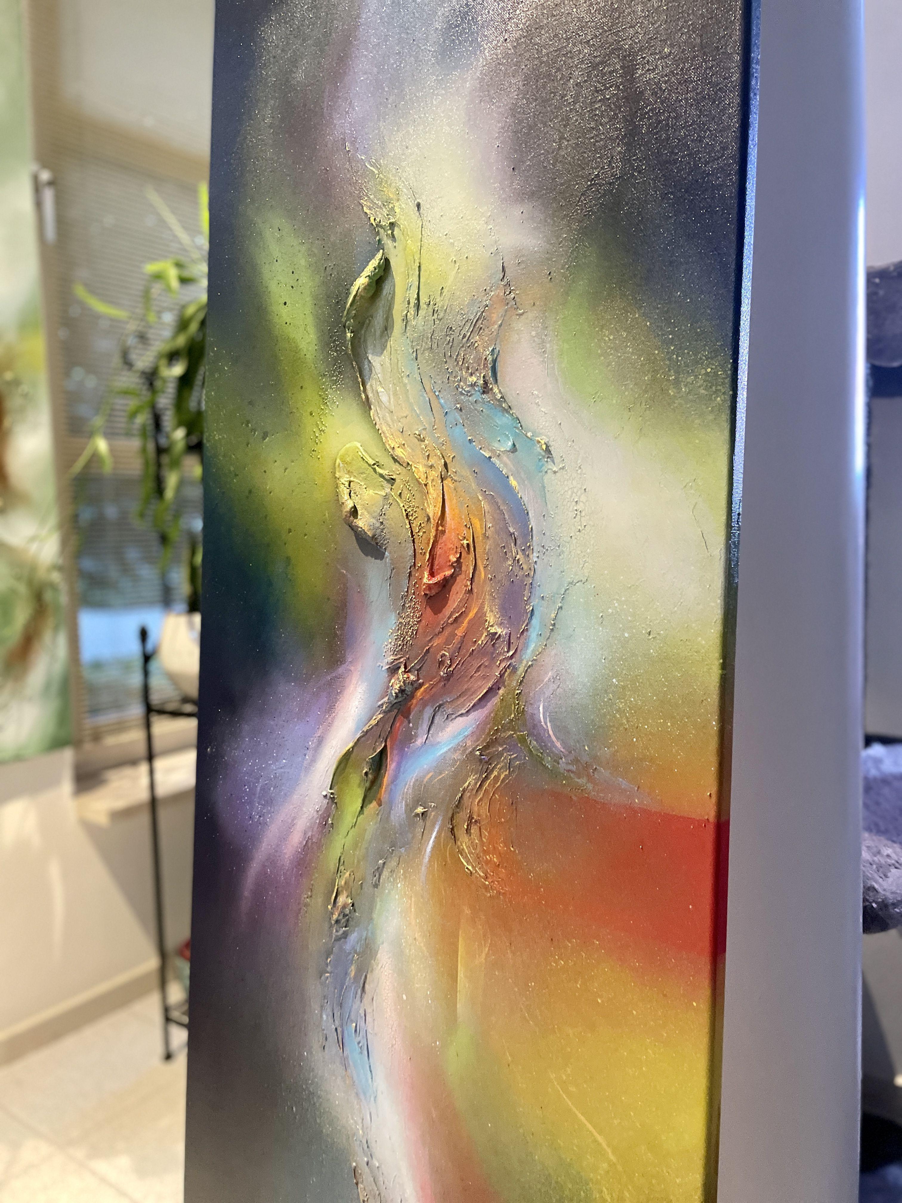 Inner Sparks, Gemälde, Acryl auf Leinwand (Schwarz), Abstract Painting, von Selene Art