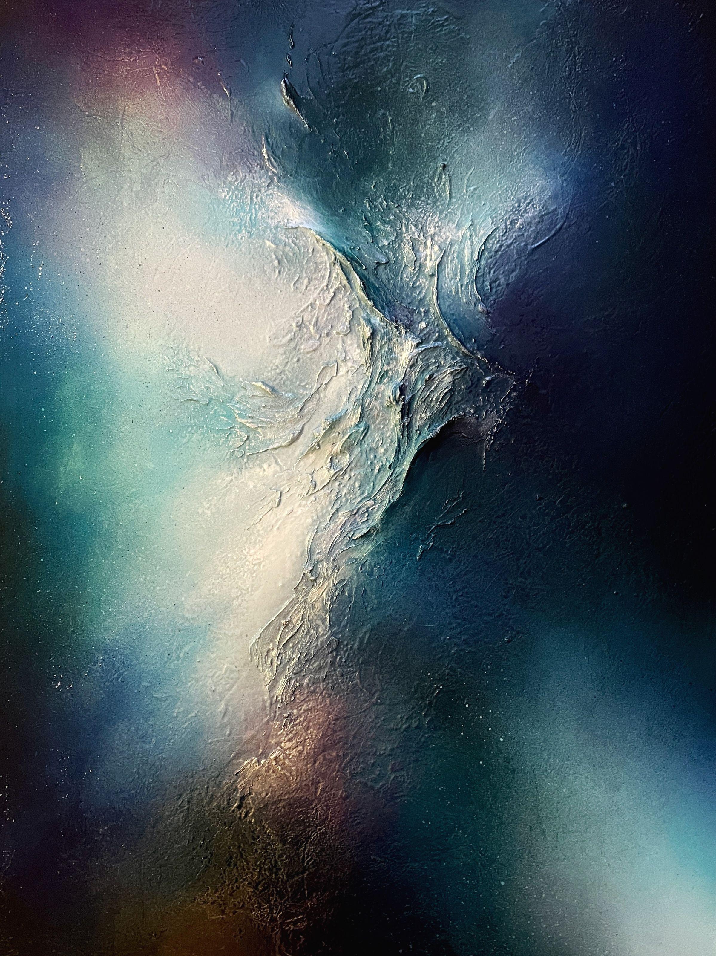 Selene Art Abstract Painting - Northern Lights, Painting, Acrylic on Wood Panel