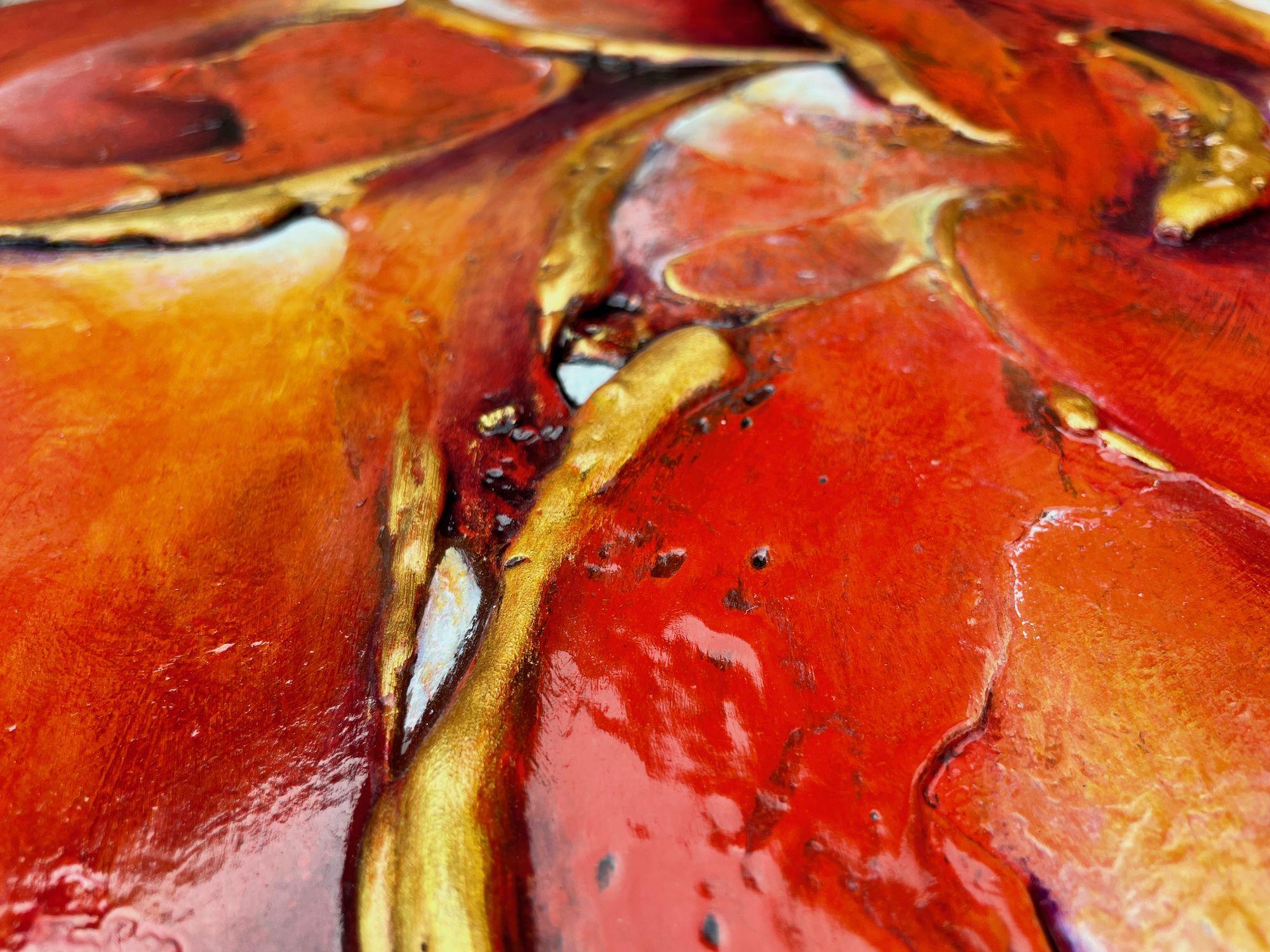 Passion within, Painting, Acrylic on Canvas - Pink Abstract Painting by Selene Art