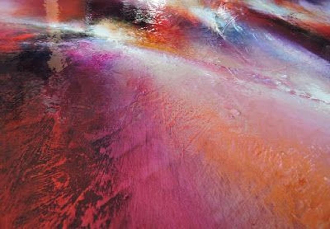 The Numinous Aura of Timelessness, Painting, Acrylic on MDF Panel - Pink Abstract Painting by Selene Art