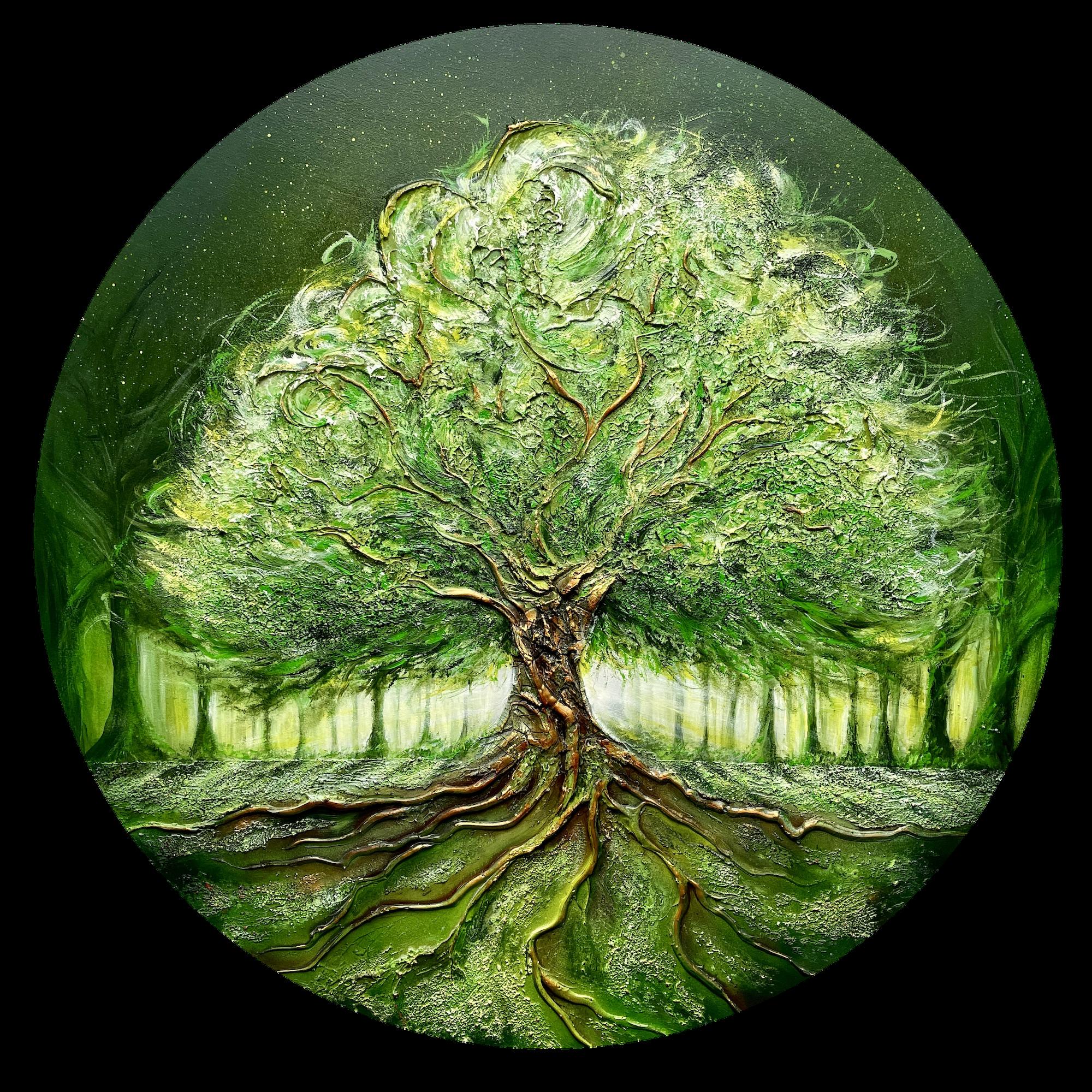 The Tree of Life #3, Gemälde, Acryl auf Holzplatte