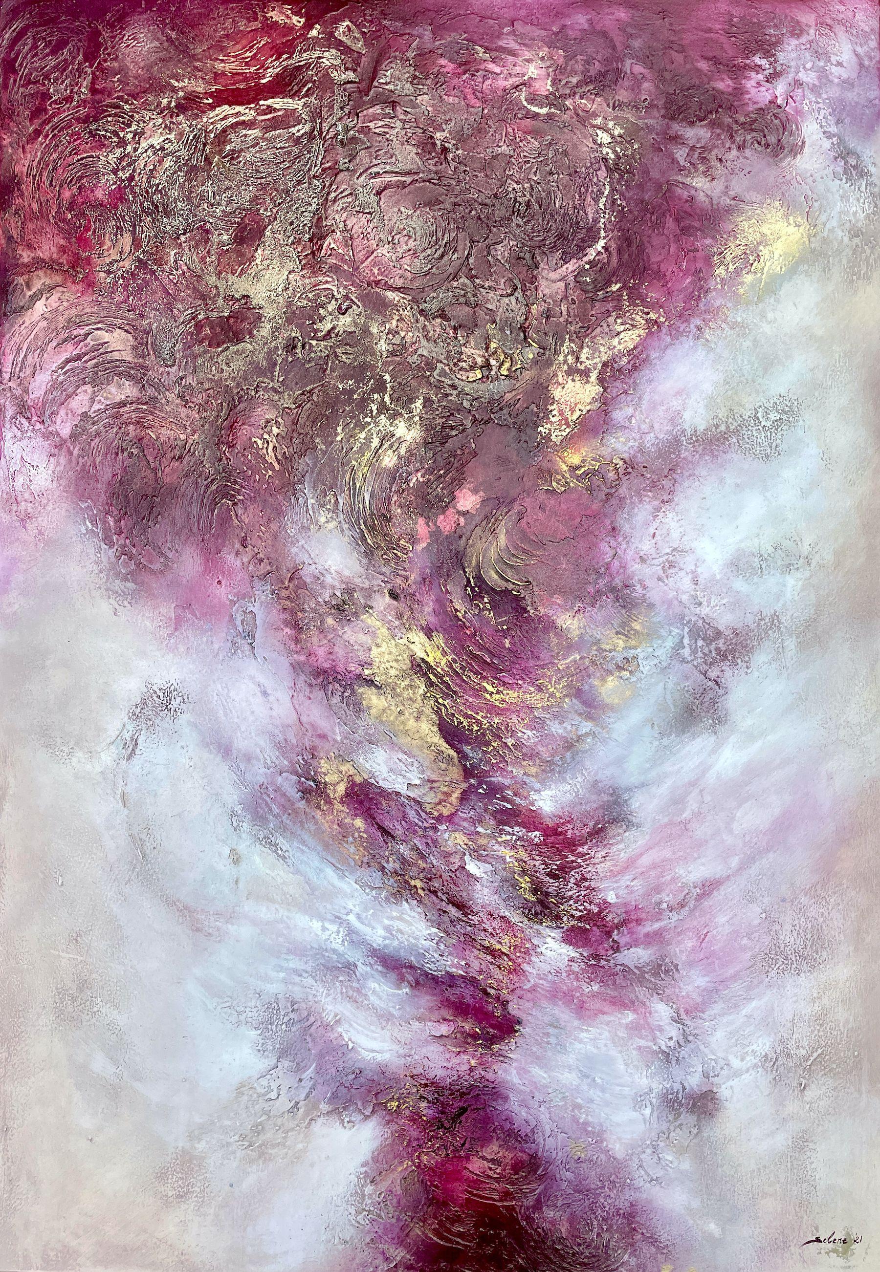 Selene Art Abstract Painting - Unique as a Rose, Painting, Acrylic on Wood Panel