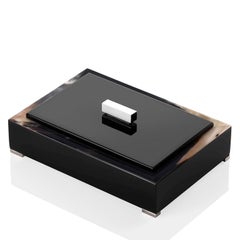 Selene Box in Glossy Black Lacquered Wood with Corno Italiano Inlays, Mod. 5310s