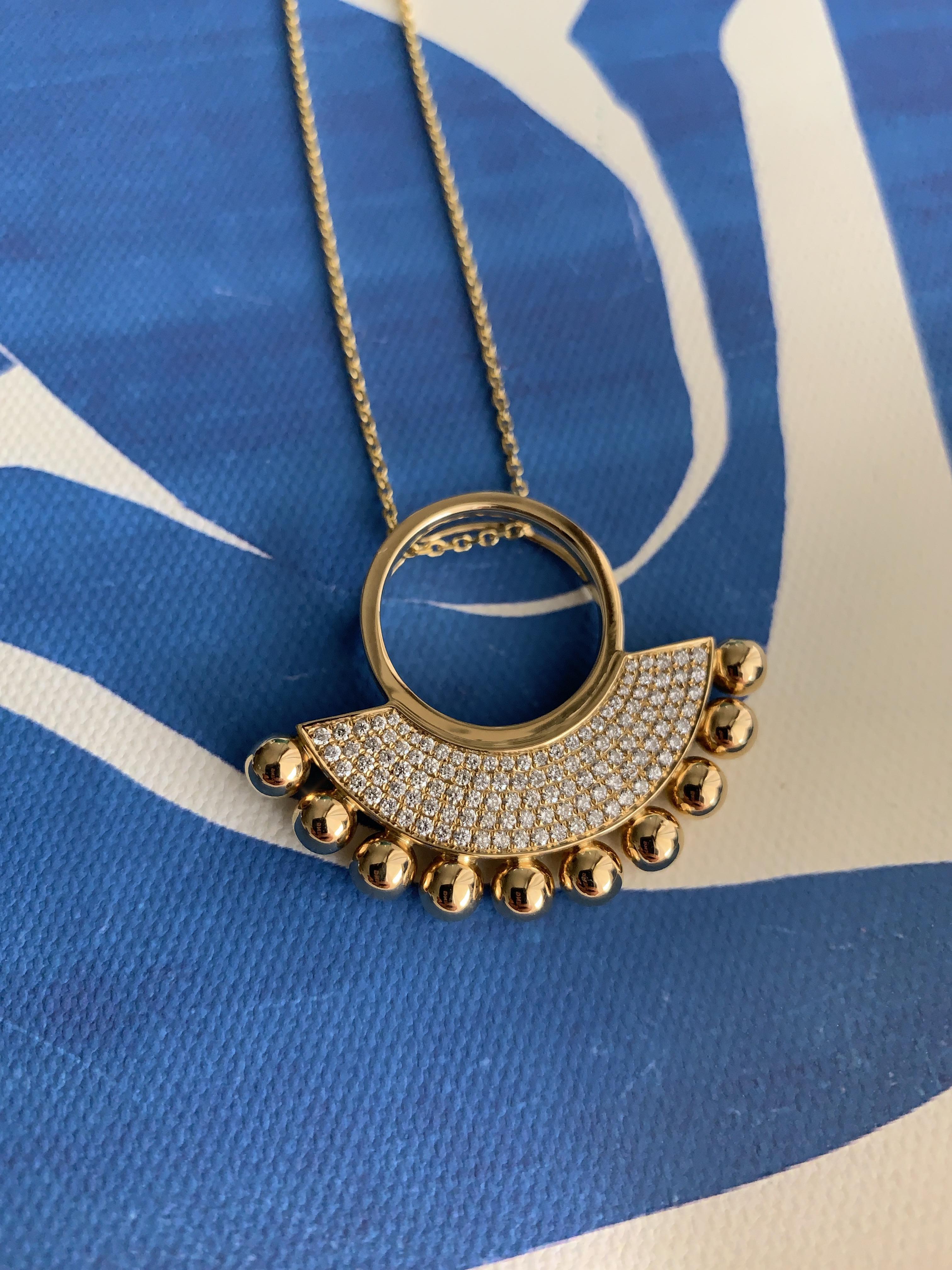 Women's or Men's Selene Diamond and 18 Karat Gold Statement Necklace For Sale