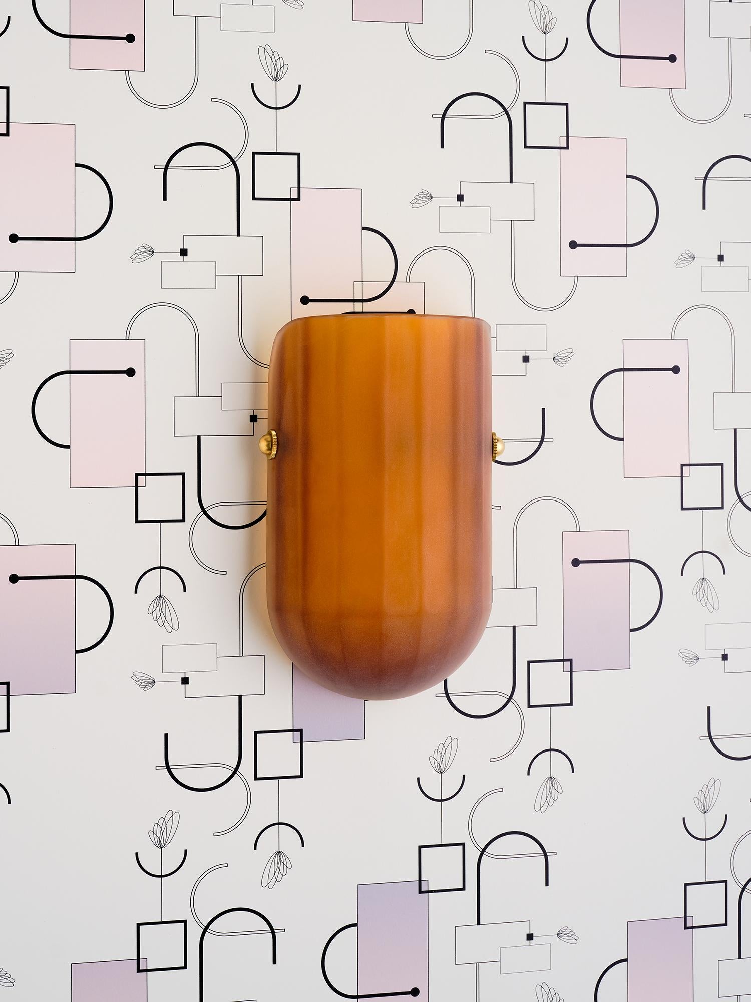 Selene Mezzo Streamline Moderne Inspired Blown Rubellite Glass Wall Sconce For Sale 3