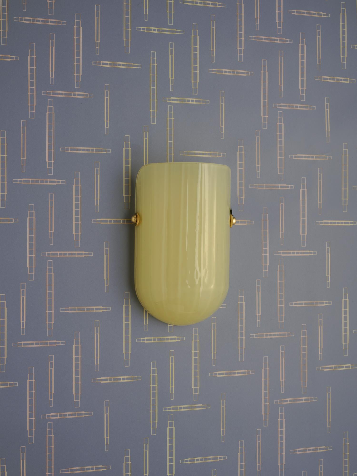 Selene Mezzo Streamline Moderne Inspired Blown Rubellite Glass Wall Sconce For Sale 4