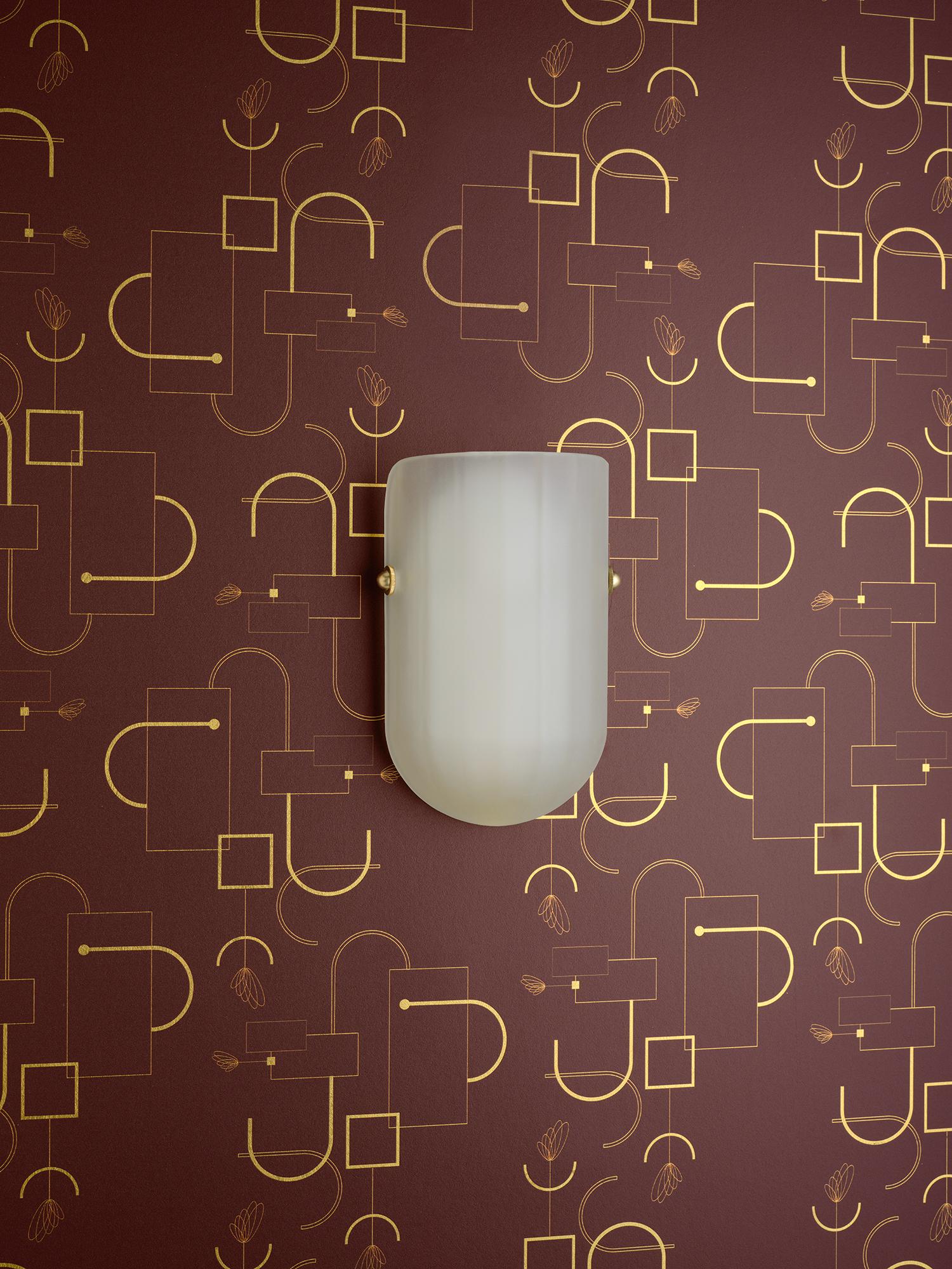 Selene Mezzo Streamline Moderne Inspired Blown Rubellite Glass Wall Sconce For Sale 5