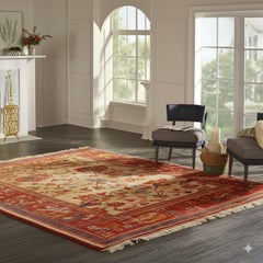 Rustic Tribal Modern Turkish Oushak Ivory Contemporary Room Size Rug Carpet