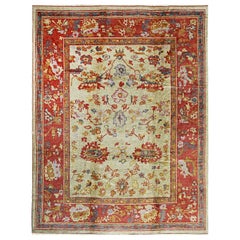 Selene Modair Oushak Red Hand-Knotted Rug Carpet with Oversized Motifs