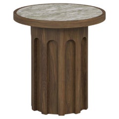 Selene Side Table by Nolita Harbour: Persian Green Marble with Walnut Wood