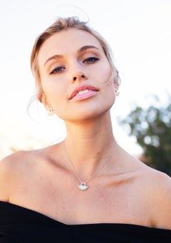 Selene Small Diamond 18 Karat Gold Elegant Pendant and Chain