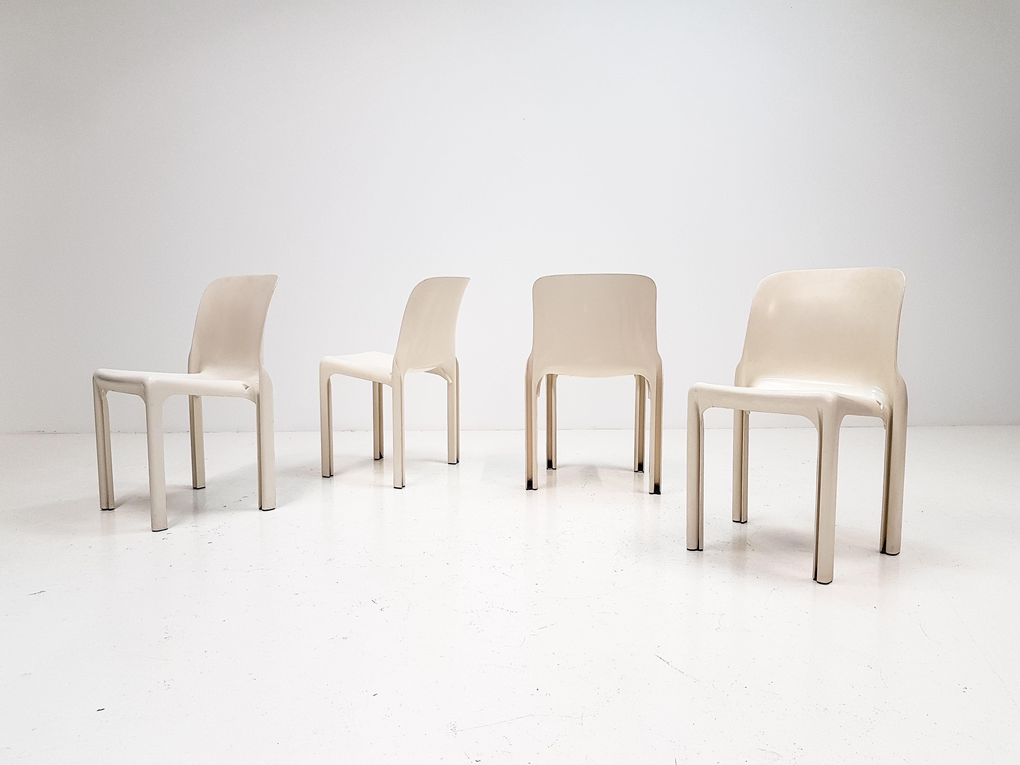 Italian architect Vico Magistretti designed the 'Selene' chairs in 1969 for Artemide S.p.A., Milan, Italy. 

A Selene chair can be used both in and outdoors and are very robust being made of injection-moulded polyester and reinforced with