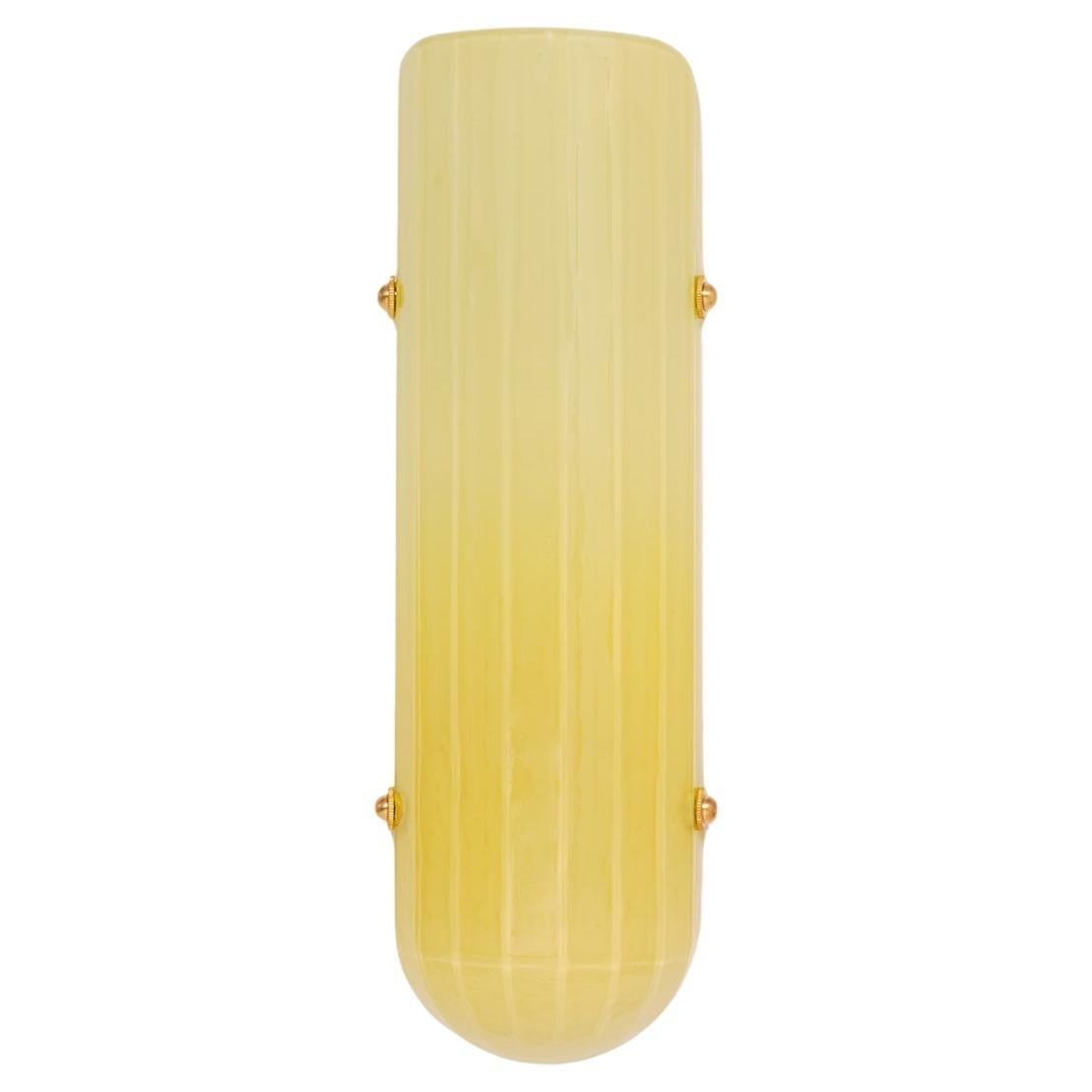Selene Streamline Moderne Inspired Blown Agate Glass and Brass Wall Sconce