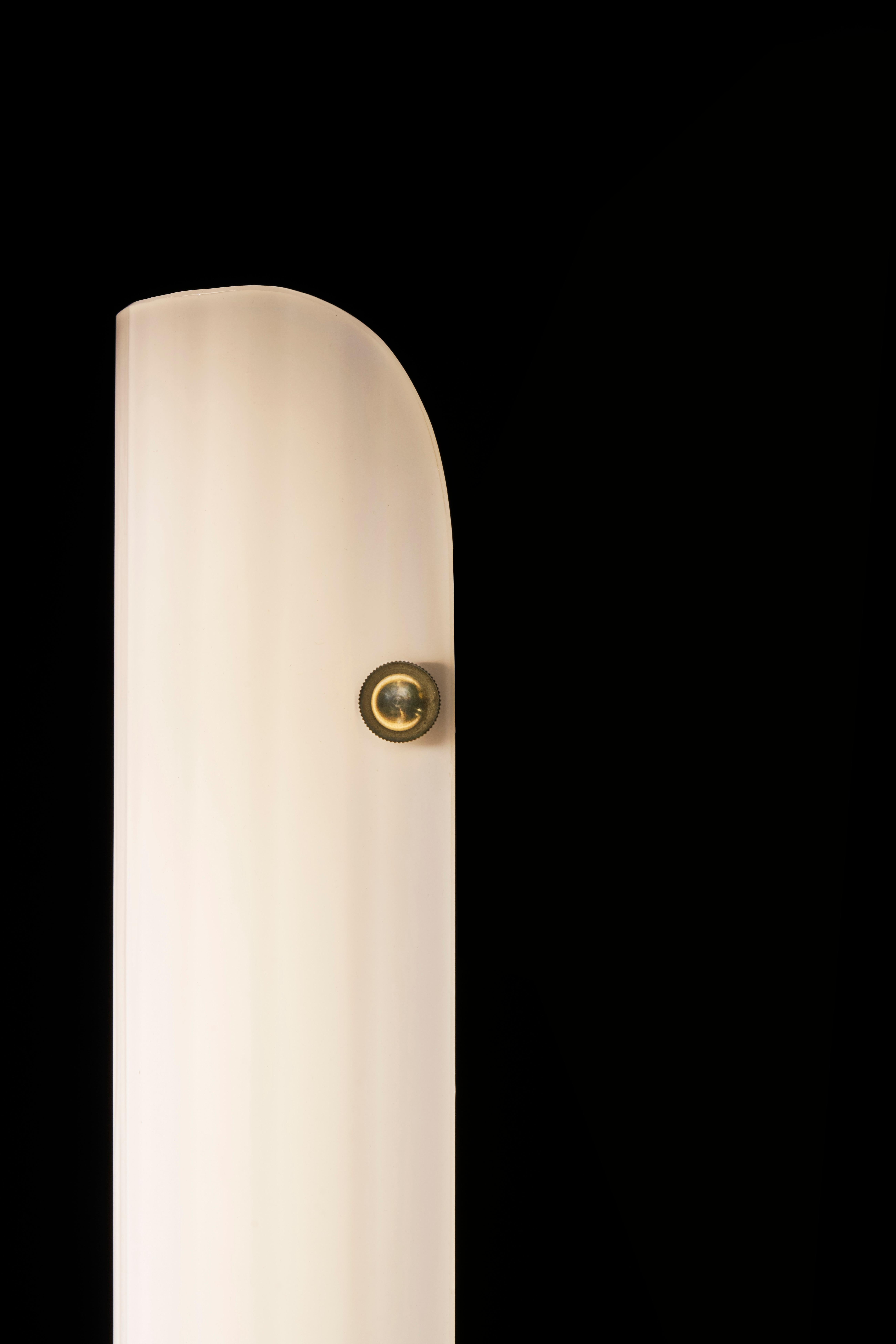 Selene Streamline Moderne Inspired Blown Almandine Glass and Brass Wall Sconce For Sale 5