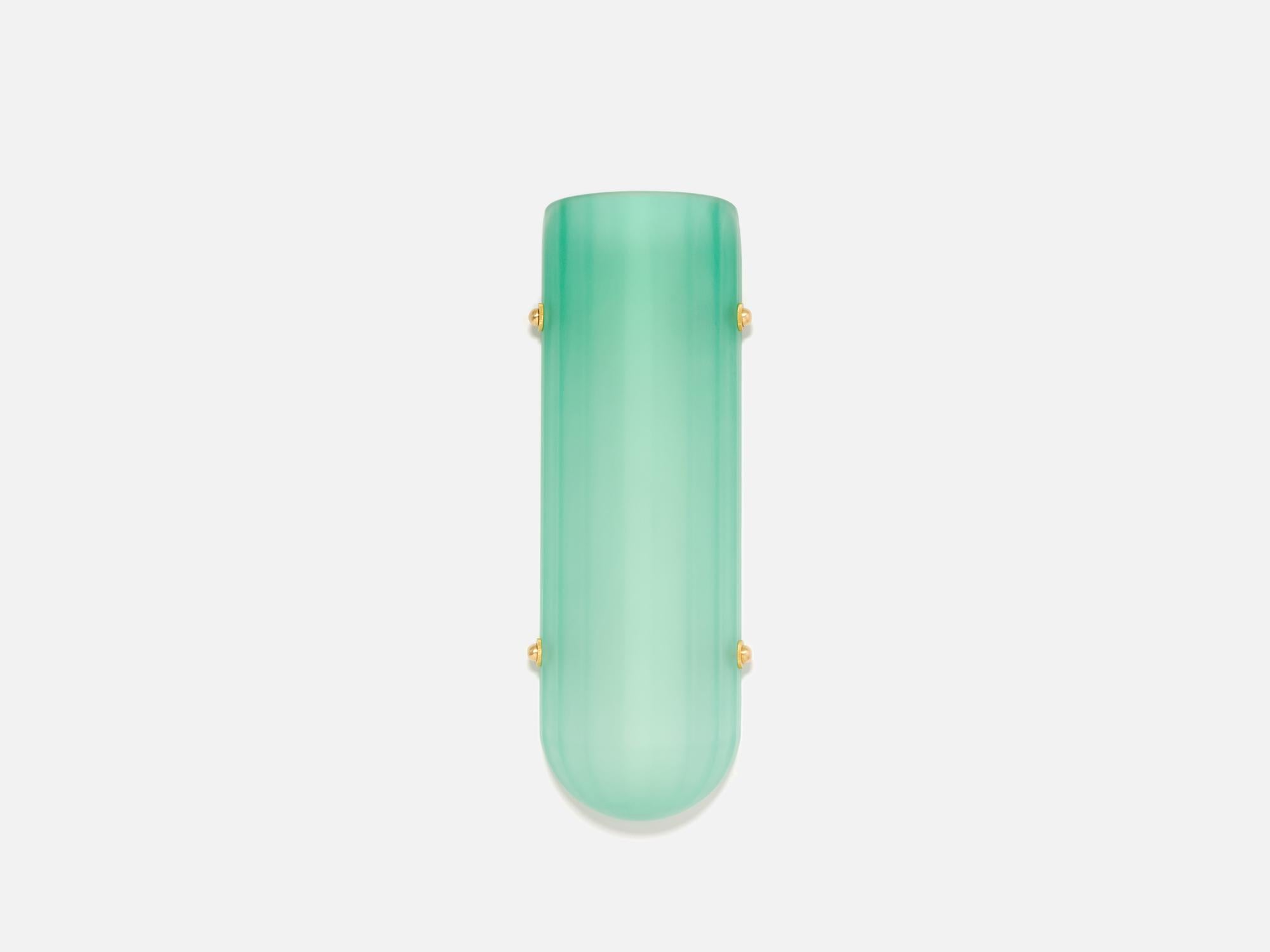 American Selene Streamline Moderne Inspired Blown Almandine Glass and Brass Wall Sconce For Sale