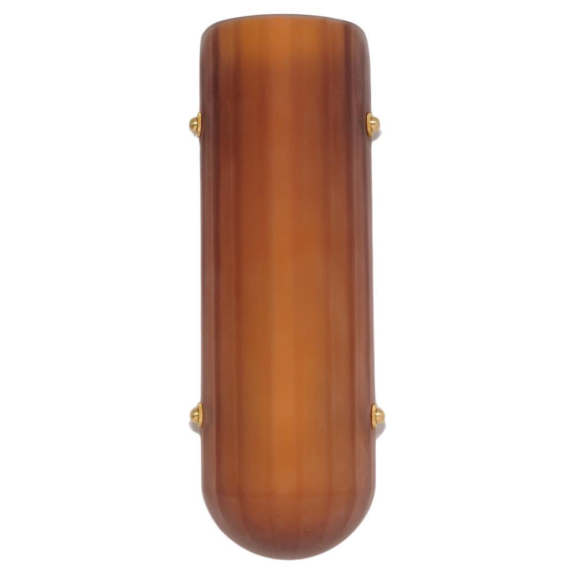 Selene Streamline Moderne Inspired Blown Almandine Glass and Brass Wall Sconce