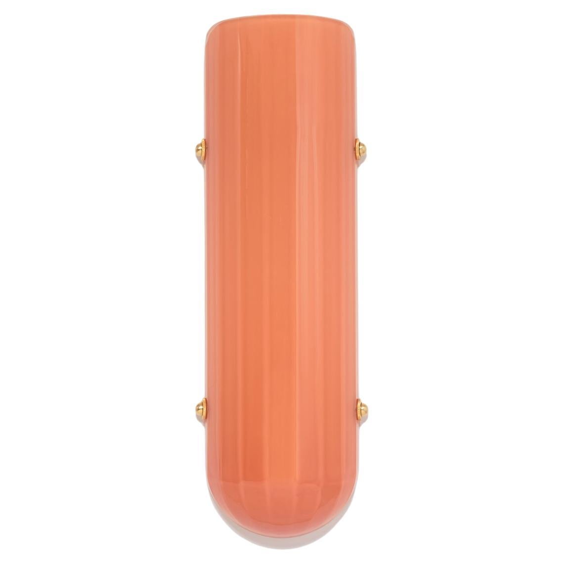 Selene Streamline Moderne Inspired Blown Coral Glass and Brass Wall Sconce