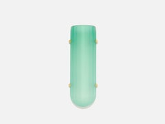 Selene Streamline Moderne Inspired Blown Emerald Glass and Brass Wall Sconce