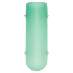 Selene Streamline Moderne Inspired Blown Emerald Glass and Brass Wall Sconce