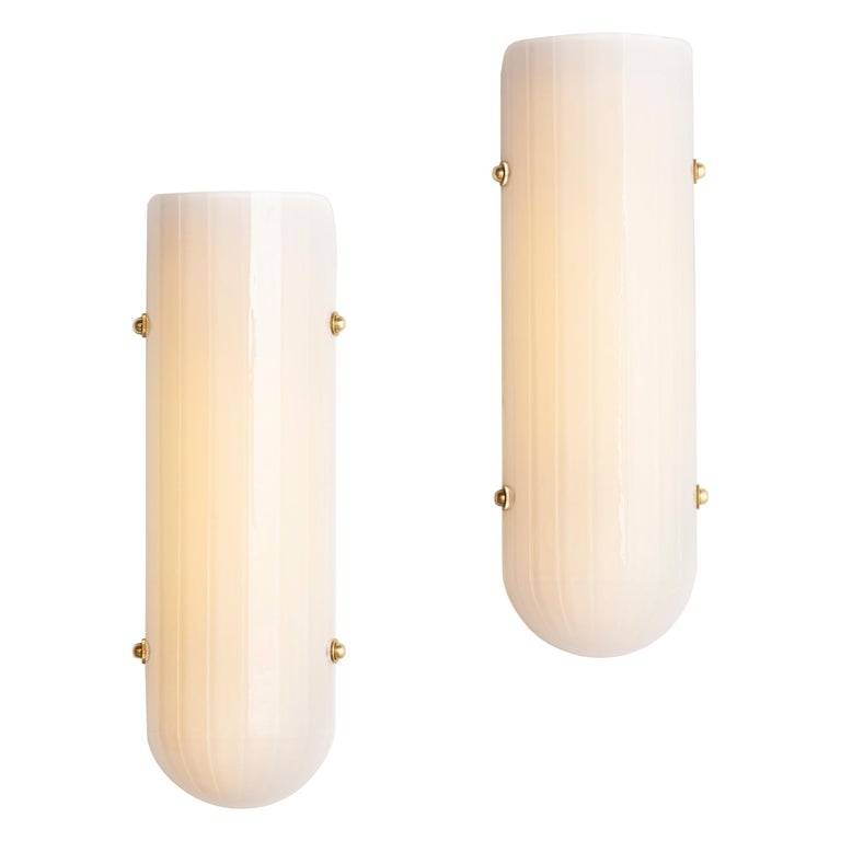 Bianco Light + Space Selene blown-glass and brass wall sconce, 2019