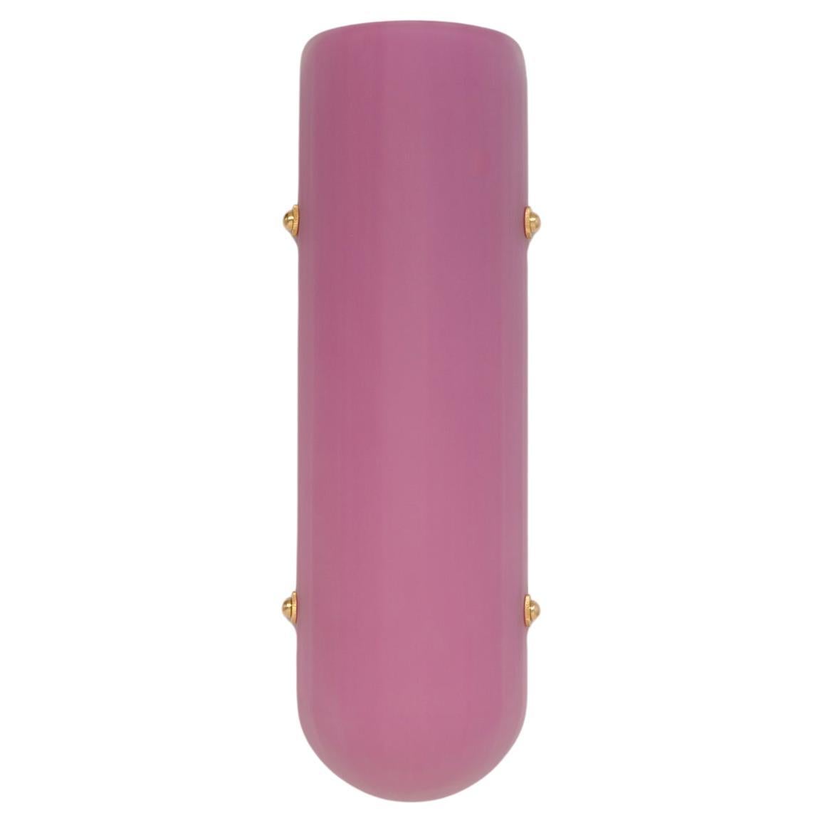Selene Streamline Moderne Inspired Blown Rubellite Glass and Brass Wall Sconce