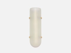 Selene Streamline Moderne Inspired Blown Topaz Glass and Brass Wall Sconce
