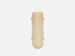 Selene Streamline Moderne Inspired Blown Topaz Glass and Brass Wall Sconce