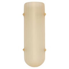 Selene Streamline Moderne Inspired Blown Topaz Glass and Brass Wall Sconce