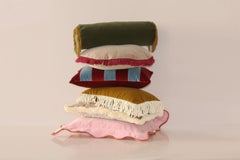 Selenita Large Cobalt Blue Fringed Velvet Deluxe Handmade Decorative Cushion