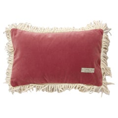Selenita Large Rose Fringed Velvet Deluxe Handmade Decorative Cushion