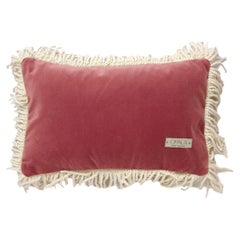 Selenita Rose Fringed Velvet Deluxe Handmade Decorative Cushion