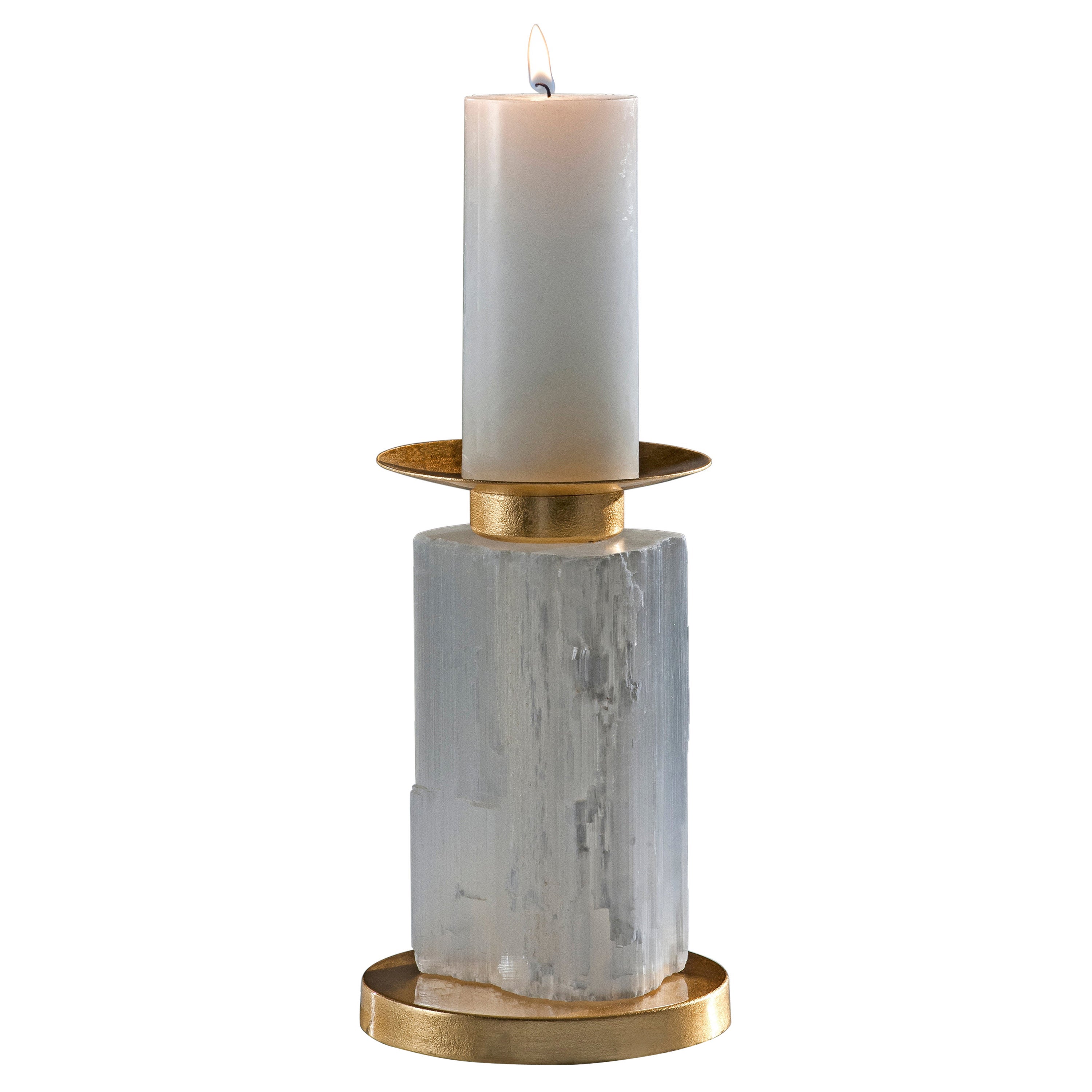 Selenite Candle Holder by Aver For Sale