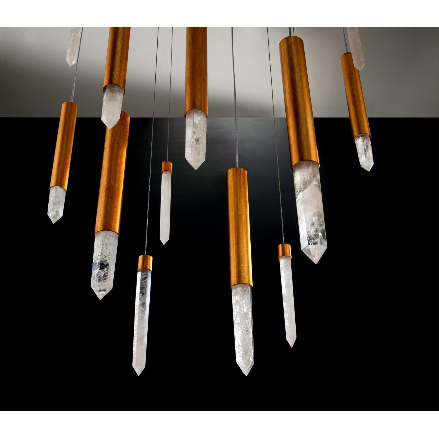 Selenite Chandelier Lamp by Aver In New Condition For Sale In Geneve, CH