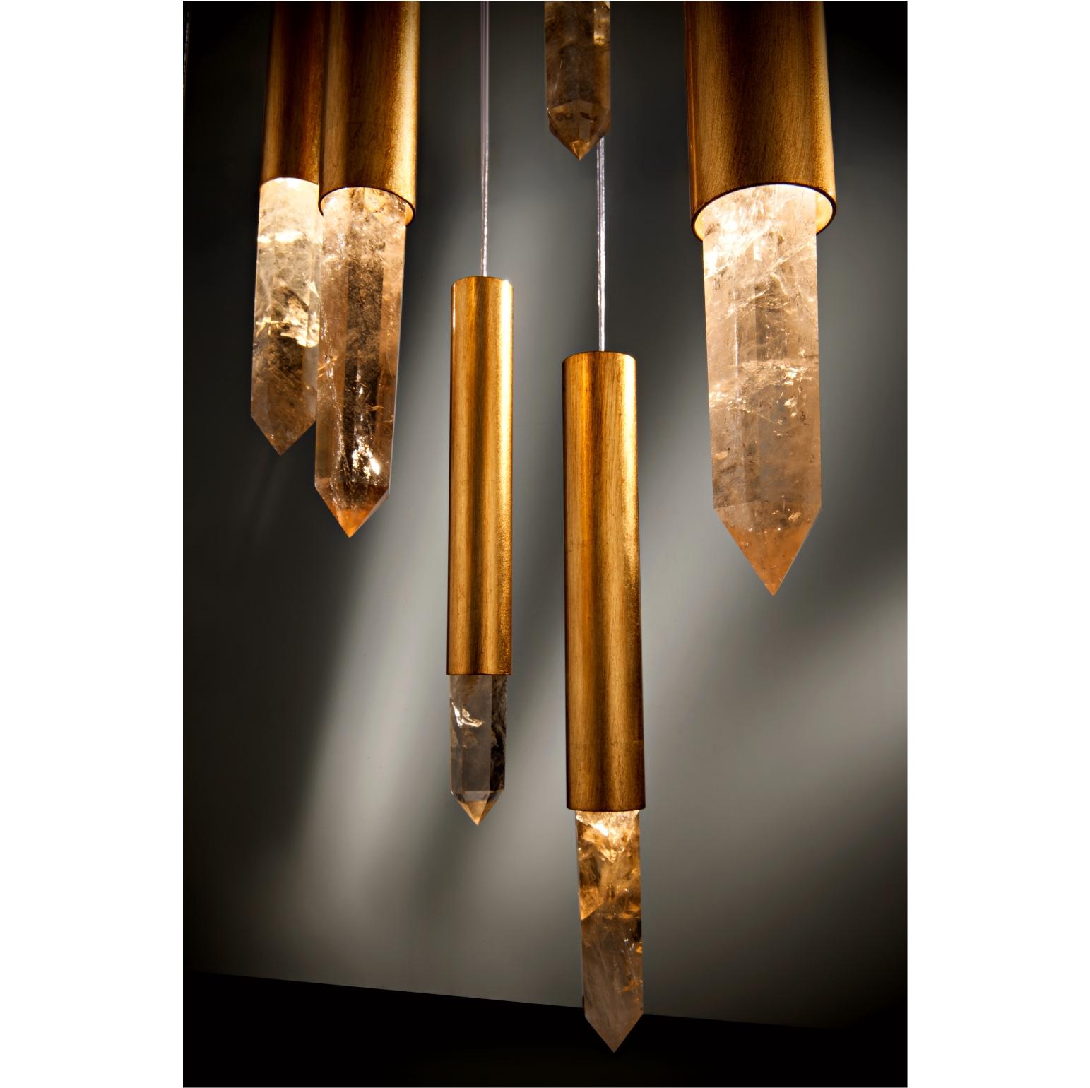 Contemporary Selenite Chandelier Lamp by Aver For Sale