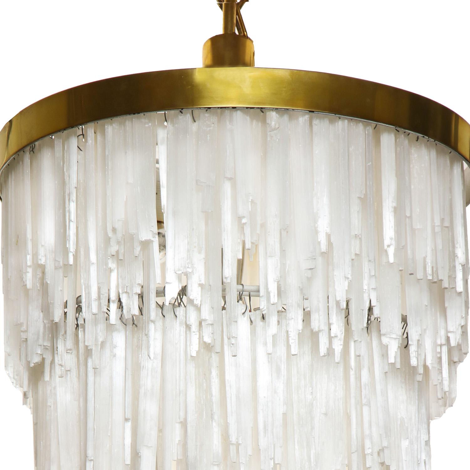 Modern Selenite Crystal Cascading Chandelier 1970s