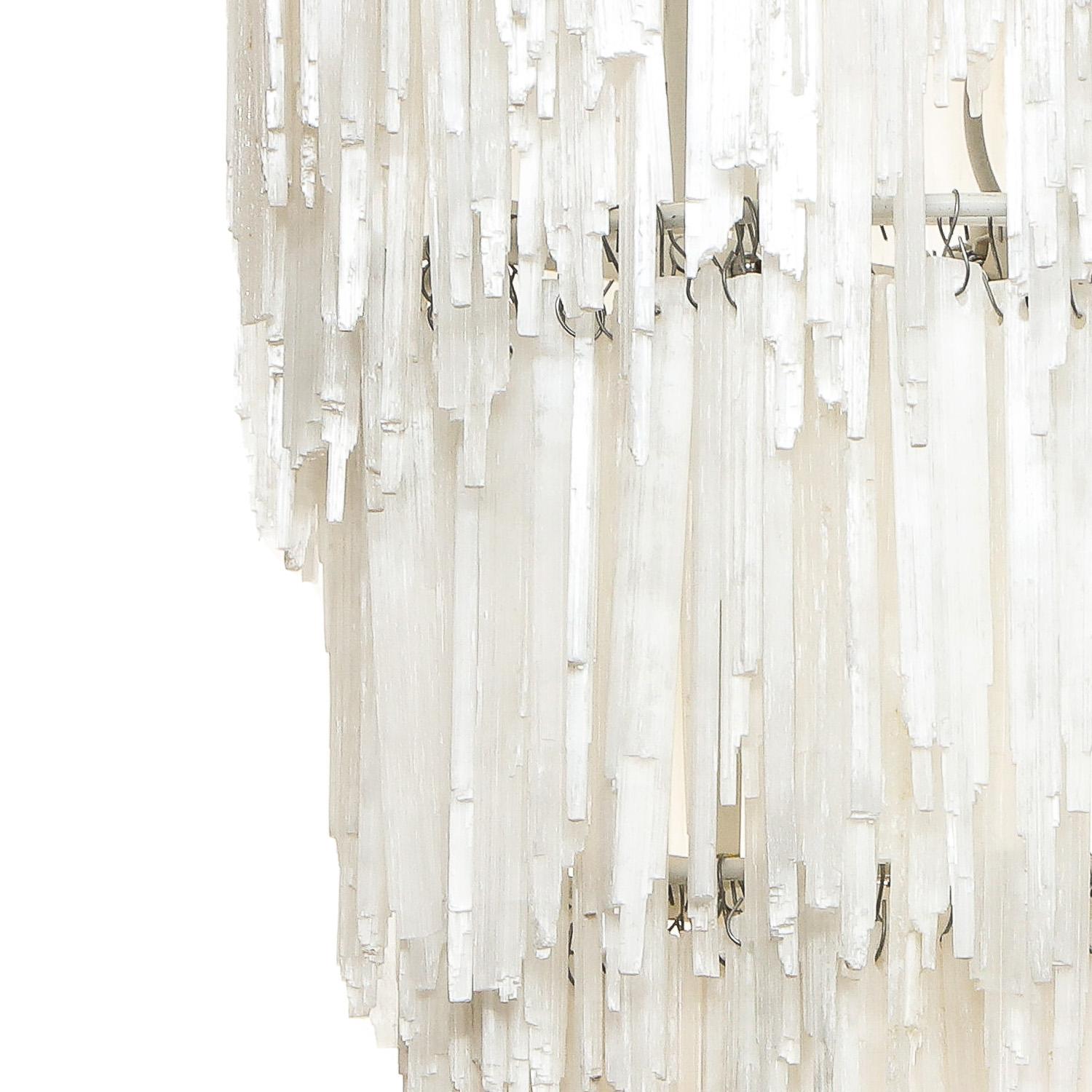 Hand-Crafted Selenite Crystal Cascading Chandelier 1970s