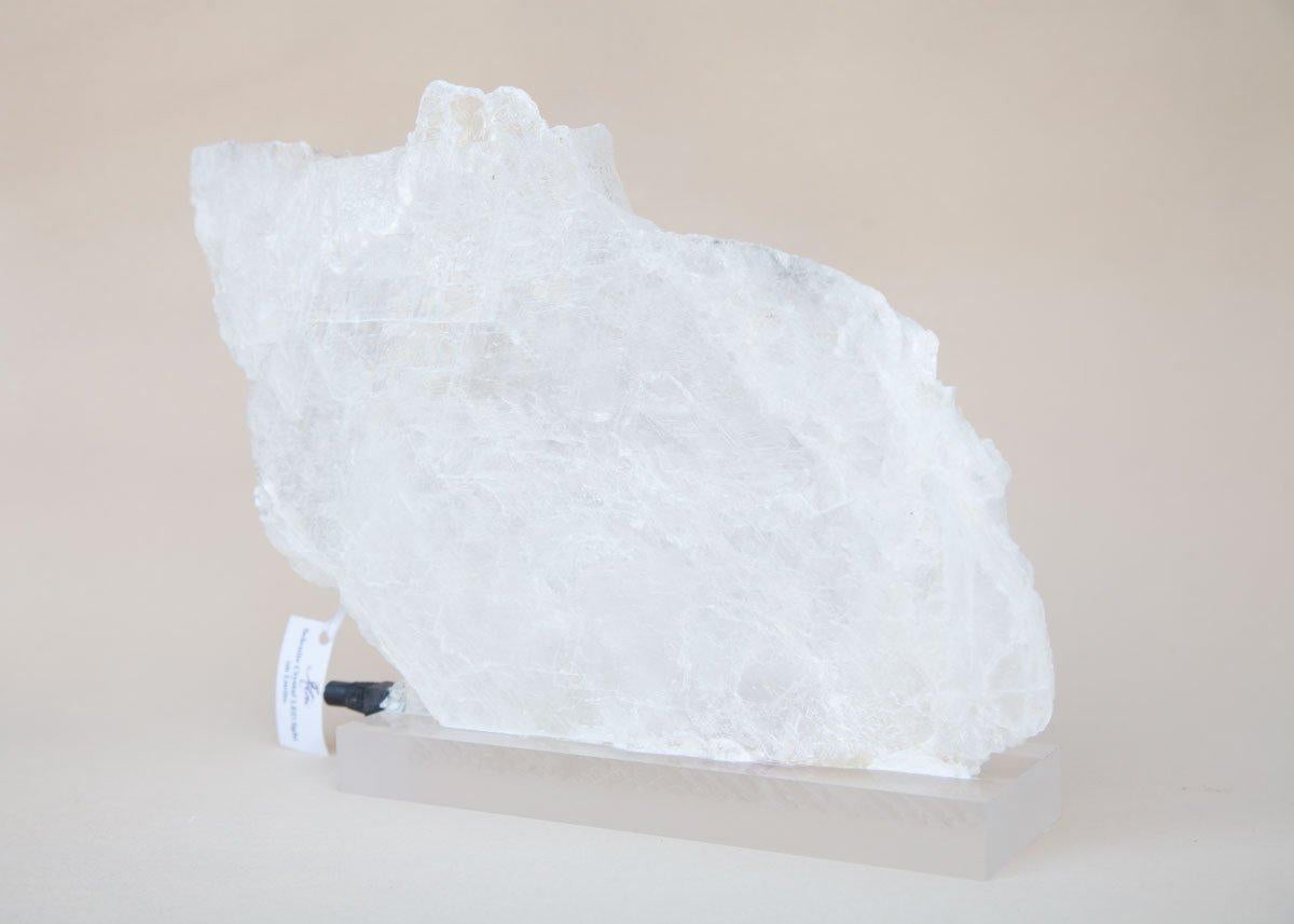 Chinese Selenite Crystal LED Light on Lucite