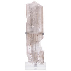 Selenite Crystal Mounted on Custom Acrylic and Metal Stand from Naica Mine