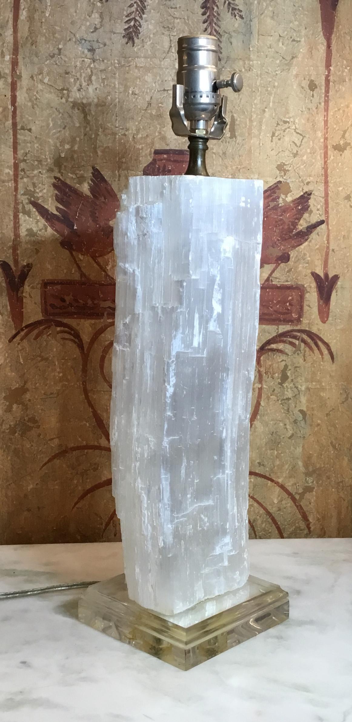 Selenite Crystal Stone Table Lamp 6
