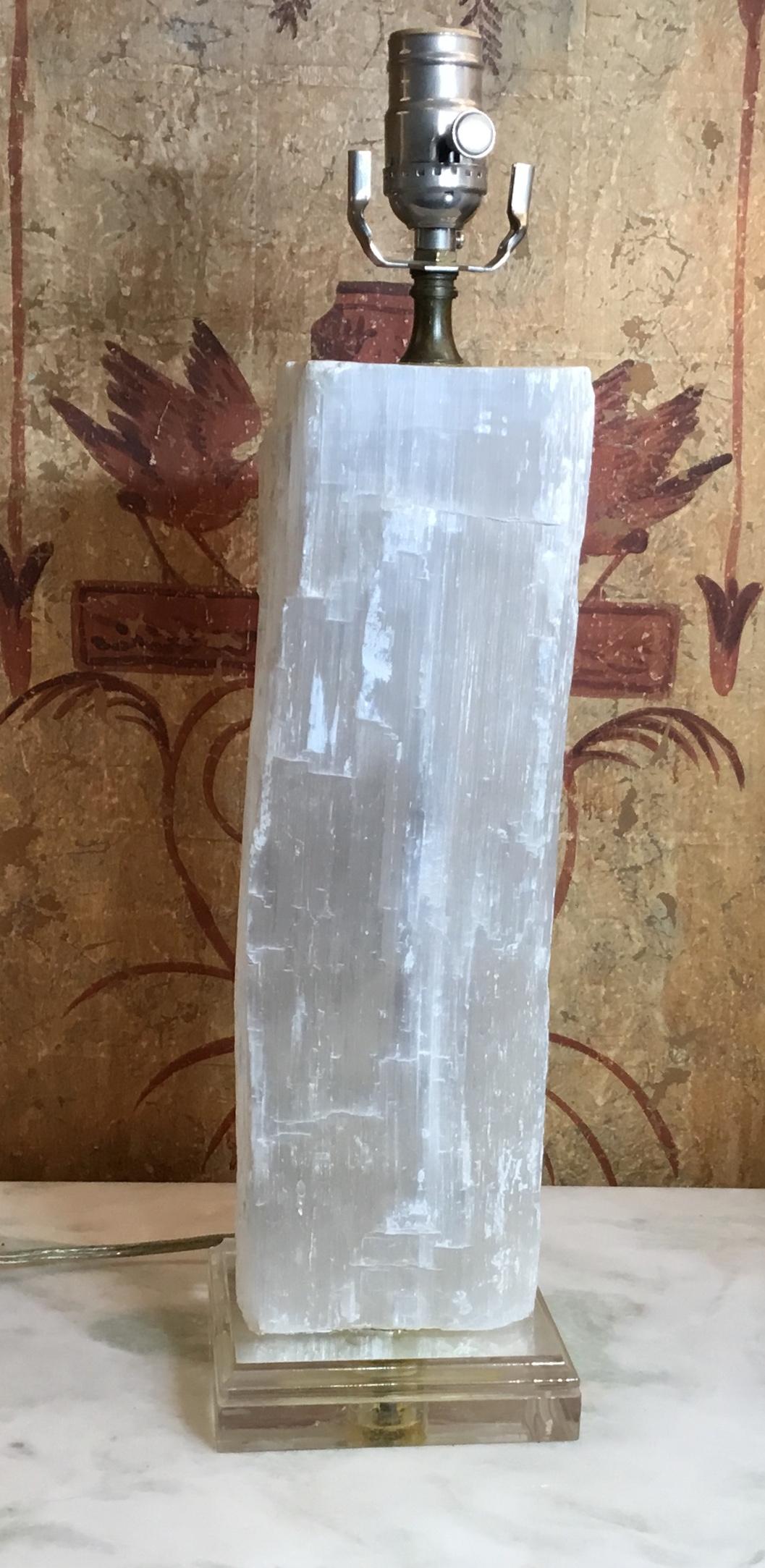 Selenite Crystal Stone Table Lamp 7