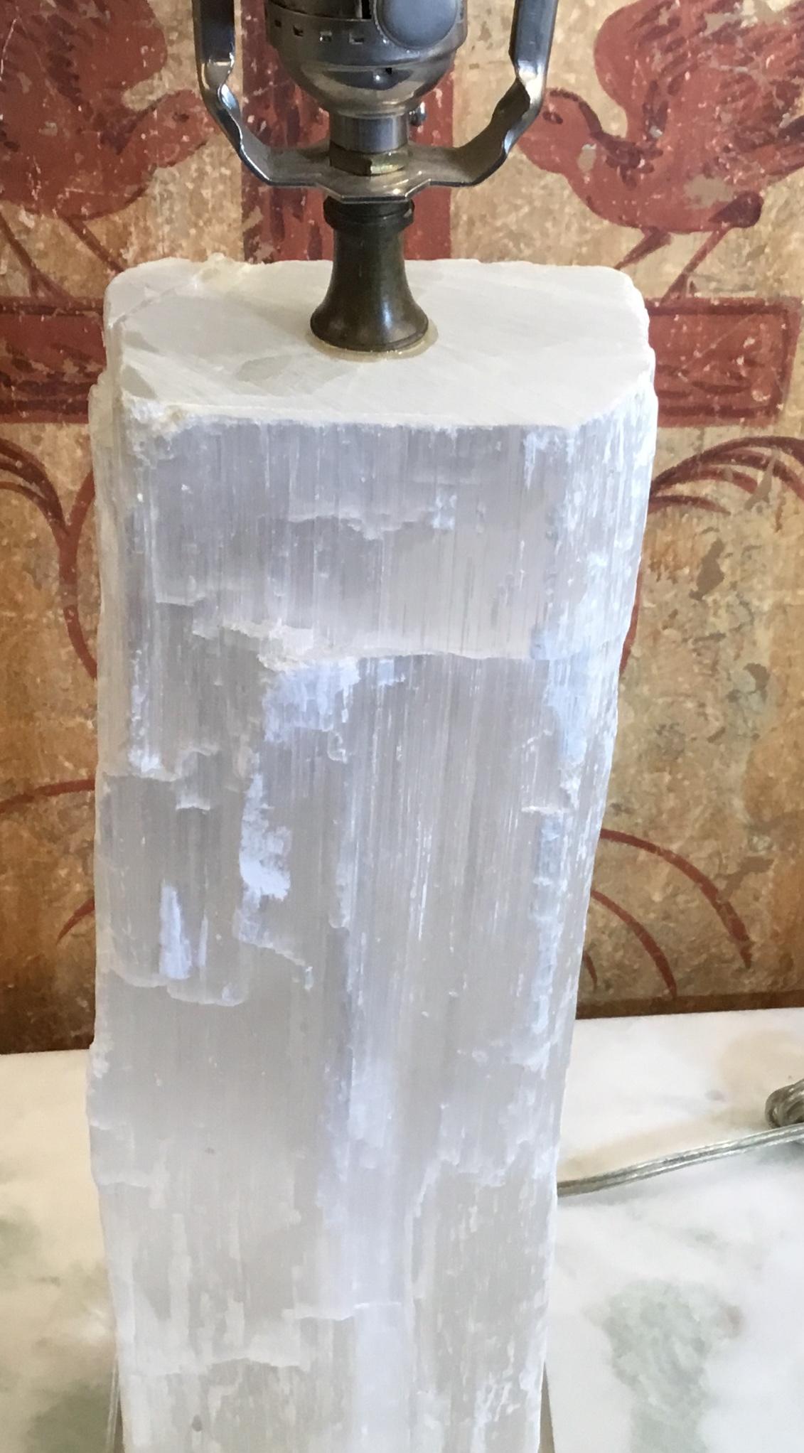 American Selenite Crystal Stone Table Lamp
